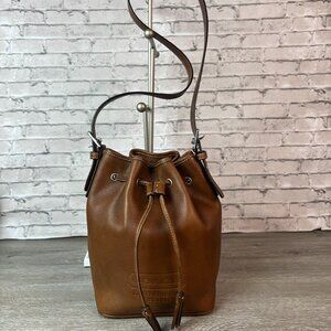 Vintage Coach Shoulder Bag Drawstring Leather Logo Bucket Bag Brown 7554